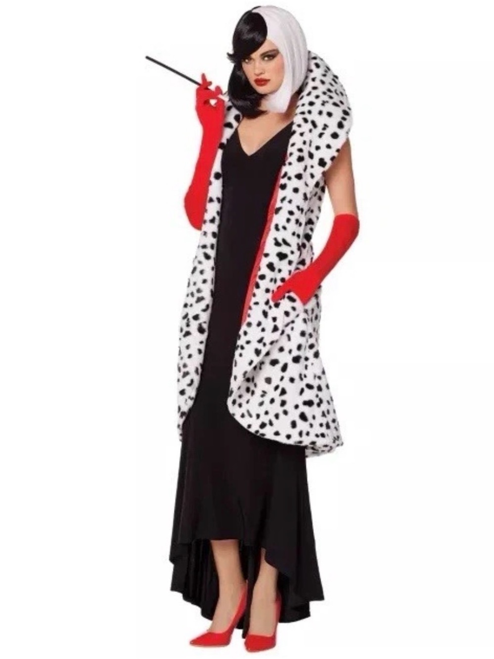 Spirit Black & White Dalmatian Faux Fur Hooded Cape